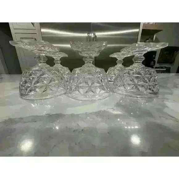 My. Vernon Clear Glass Sherbert Goblet, Crisscross Pattern, 6 3 1/2 Inches Tall - Picture 4 of 4